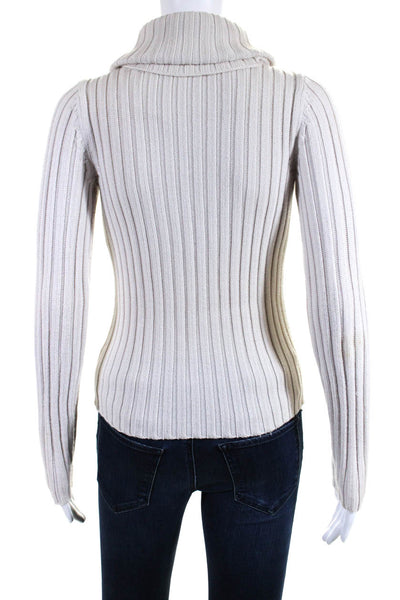 Theory Womens Long Sleeves Pullover Turtleneck Sweater White Wool Size Petite