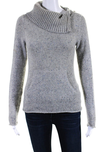 Vince Womens Cashmere Spotted Long Sleeves Turtleneck Sweater Gray Size Small