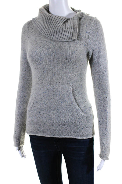 Vince Womens Cashmere Spotted Long Sleeves Turtleneck Sweater Gray Size Small