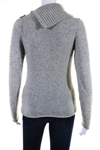 Vince Womens Cashmere Spotted Long Sleeves Turtleneck Sweater Gray Size Small