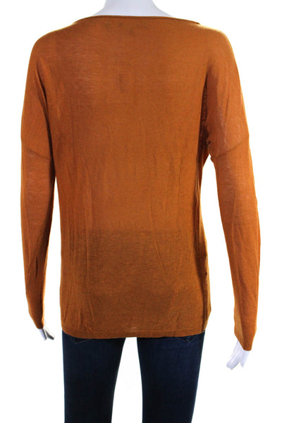 Vince Womens Long Sleeves Pullover Crew Neck Sweater Orange Size Extra Small