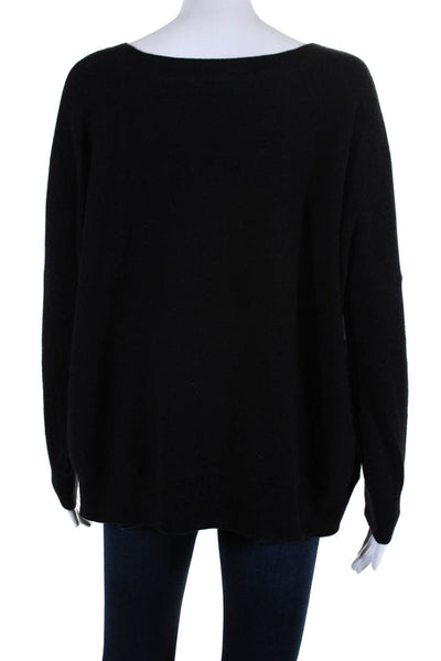 Vince Womens Crew Neck Long Sleeves Pullover Sweater Black Wool Size Extra Small