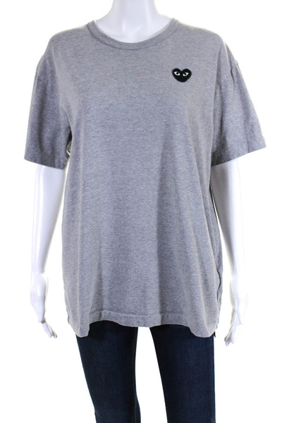 Play Comme Des Garcons Womens Short Sleeves Tee Shirt Gray Cotton Size Extra Lar