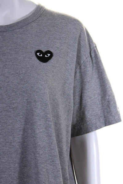 Play Comme Des Garcons Womens Short Sleeves Tee Shirt Gray Cotton Size Extra Lar