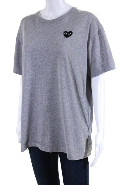 Play Comme Des Garcons Womens Short Sleeves Tee Shirt Gray Cotton Size Extra Lar