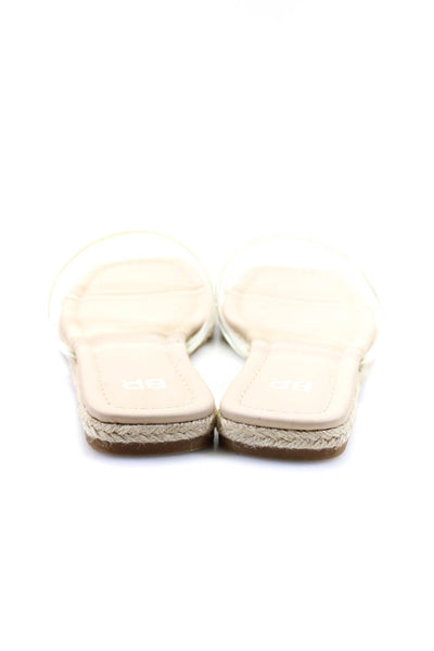 BP. Womens Open Toe Three Strap Slip On Viola Slides Sandals Clear Size 6.5US