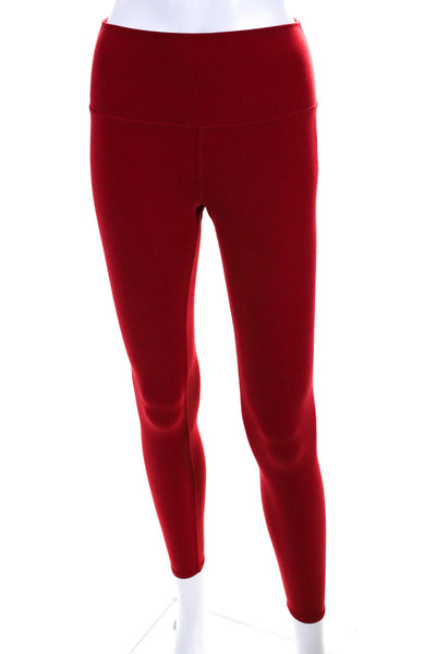 Alo Womens High Rise Stretch Knit Athletic Cropped Leggings Red Size Extra Small