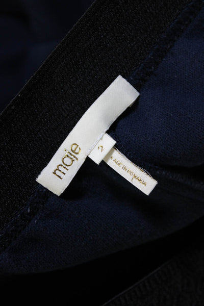 Maje Womens Pull On High Rise Sweatpants Navy Blue Black Cotton Blend Size 2