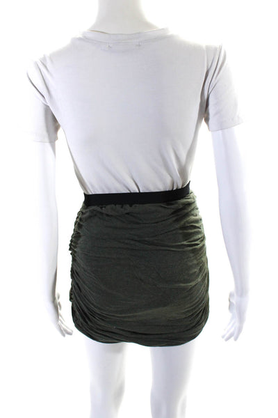 IRO Womens Cotton Jersey Knit Ruched Twist Front Mini Skirt Olive Green Size 1