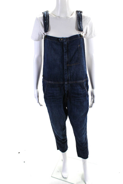 Current/Elliott Womens Cotton Denim The Ranch Hand Cropped Overalls Blue Size 1