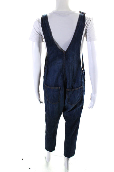 Current/Elliott Womens Cotton Denim The Ranch Hand Cropped Overalls Blue Size 1