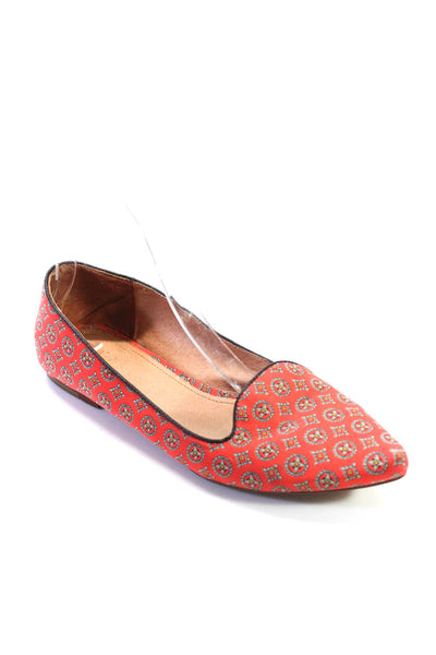 Joie Womens Floral Print Pointed Toe Flat Heel Slip On Flats Red Size 7.5 37.5EU