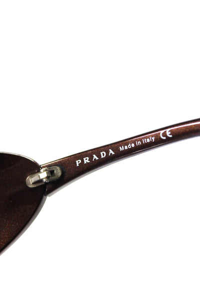 Prada SPR 051 7BG-8C1 Womens Cut Out Shield Frame Sunglasses Metallic Brown