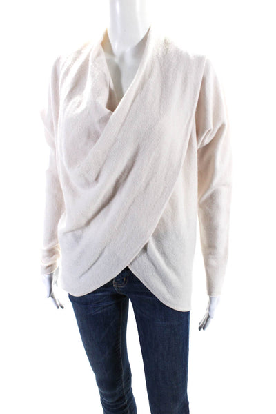 Brochu Walker Womens Cashmere Cowl Neck Draped Long Sleeve Sweater White Size XS