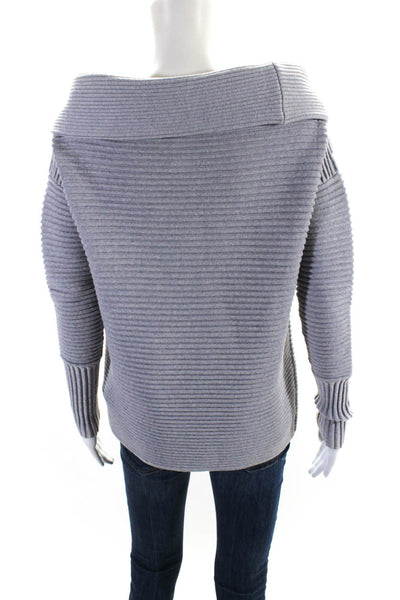 Victoria Victoria Beckham Womens Wool Rib Textured Cowl Neck Sweater Gray Size 1