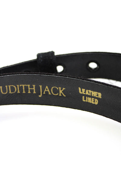 Judith Jack Womens Solid Black Leather Skinny Belt Size M