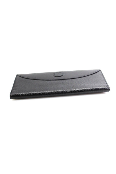 Mark Cross Womens Black Leather Kiss Lock Snap Slip Long Wallet