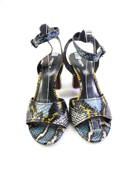 Coach Womens Multicolor Embossed Reptile Skin Ankle Strap Sandals Shoes Size 10B