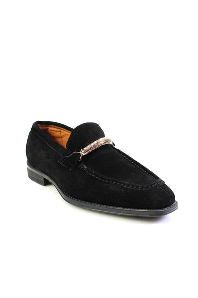 Stacy Adams Mens Black Suede Embellished Slip On Loafer Shoes Size 8.5M