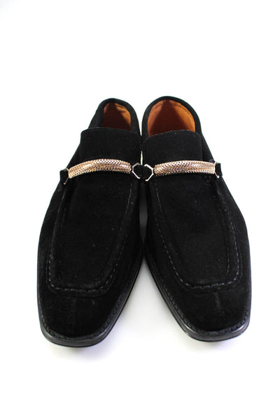 Stacy Adams Mens Black Suede Embellished Slip On Loafer Shoes Size 8.5M