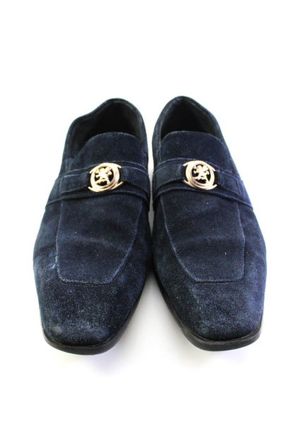 Stacy Adams Mens Navy Blue Suede Embellished Slip On Loafer Shoes Size 10.5M