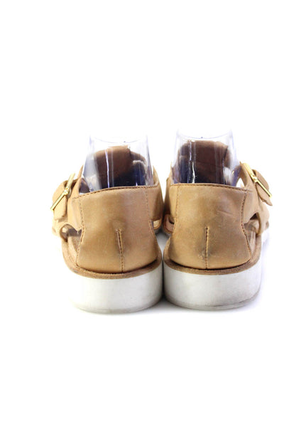 Giorgio Brutini Mens Beige Leather Buckle Detail Flat Sandals Shoes Size 10.5M