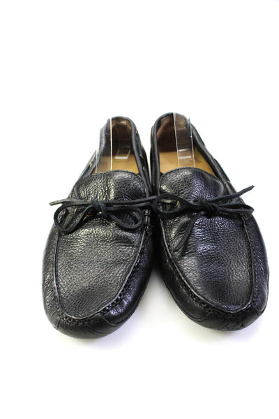 Cole Haan Mens Black Leather Lace Up Driving Loafer Shoes Size 10.5M