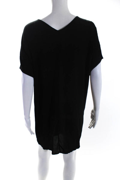 Madewell Womens Faux Leather Trim Dolman Sleeve Crepe Shift Dress Black Size XS