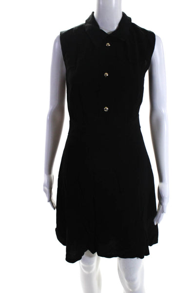 Sandro Womens Sleeveless Crepe Mini Shirt Dress Black Size 1