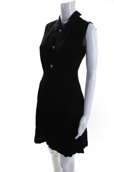 Sandro Womens Sleeveless Crepe Mini Shirt Dress Black Size 1