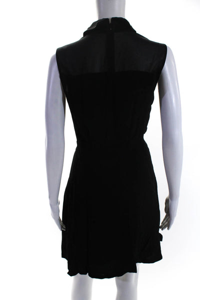 Sandro Womens Sleeveless Crepe Mini Shirt Dress Black Size 1