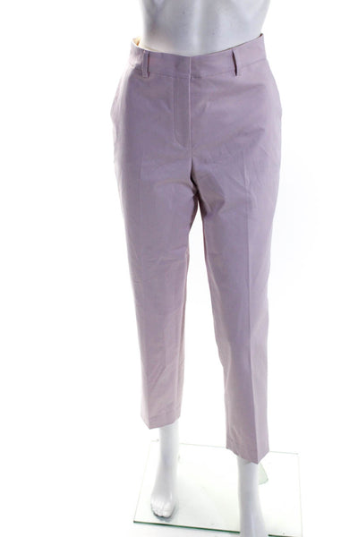 QL2 Women's Button Closure Flat Front Straight Leg Dress Pant Pink Size 42