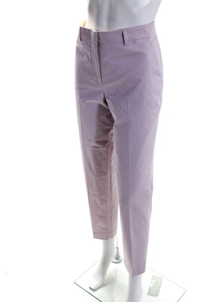 QL2 Women's Button Closure Flat Front Straight Leg Dress Pant Pink Size 42