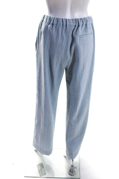 QL2 Women's Elastic Waist Flat Front Straight Leg Pant Blue Size 42