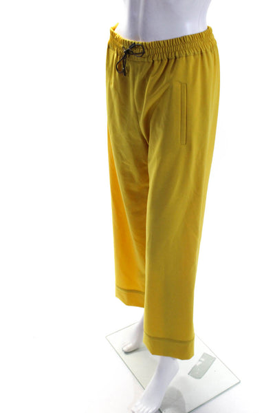 QL2 Women's Elastic Waist Flat Wide Leg Dress Pant Mustard Size 42