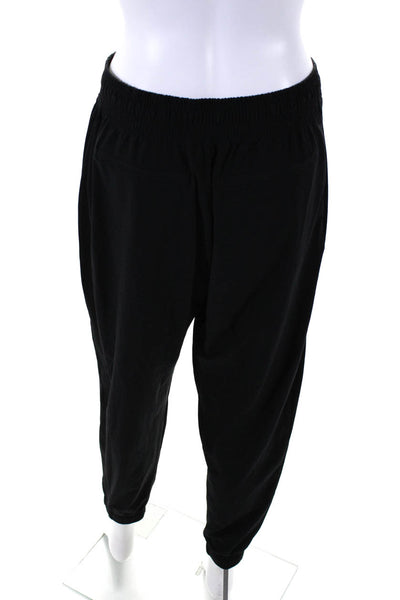 Athleta Womens Elastic Waist Ribbed Trim Athletic Joggers Black Size