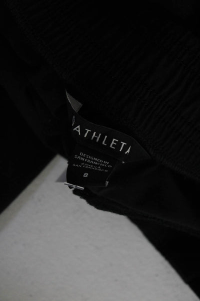 Athleta Womens Elastic Waist Ribbed Trim Athletic Joggers Black Size