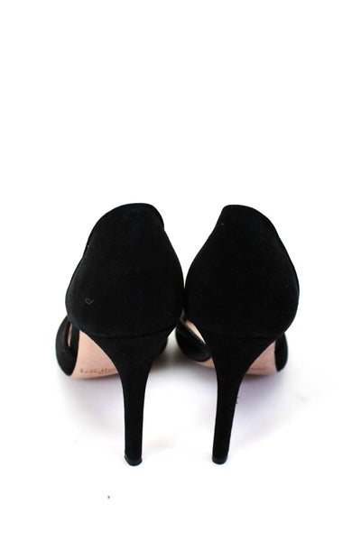 L.K. Bennett Womens Leather Suede Peep Toe D'Orsay Pumps Black Size 9.5