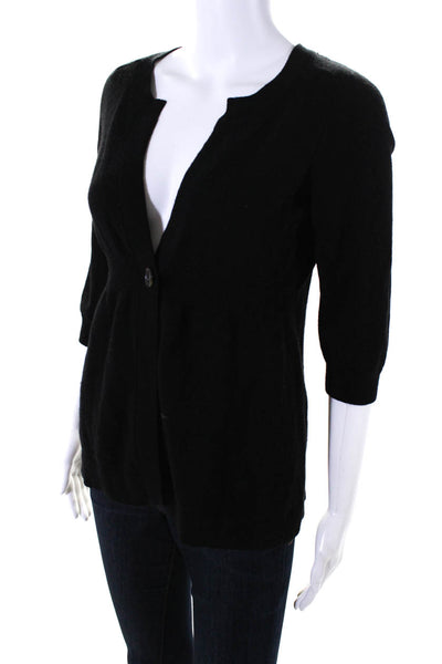 Vince Womens Cashmere Long Sleeve V Neck One Button Sweater Black Size M