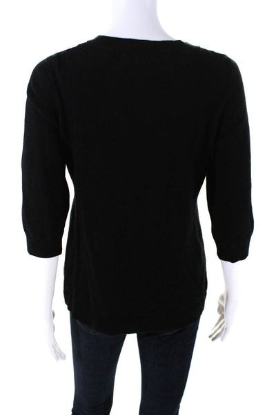 Vince Womens Cashmere Long Sleeve V Neck One Button Sweater Black Size M