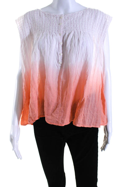 We The Free Women's Round Neck Sleeveless Ombre Half Button Blouse Size S