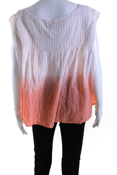 We The Free Women's Round Neck Sleeveless Ombre Half Button Blouse Size S