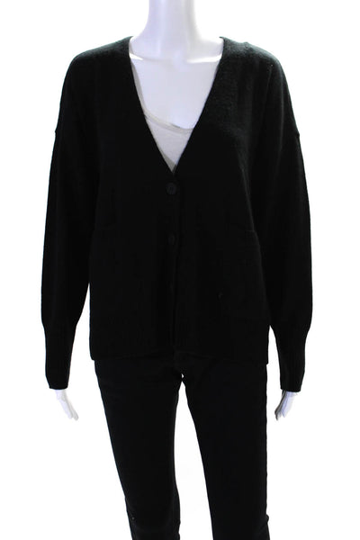 525 Women's V-Neck Long Sleeves Button Up Cardigan Sweater Black Size M