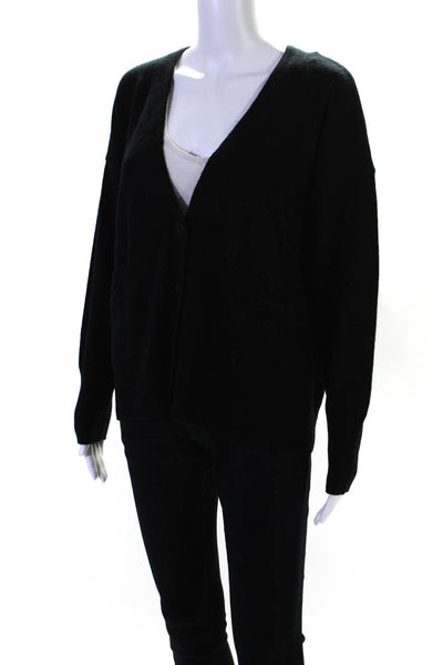 525 Women's V-Neck Long Sleeves Button Up Cardigan Sweater Black Size M