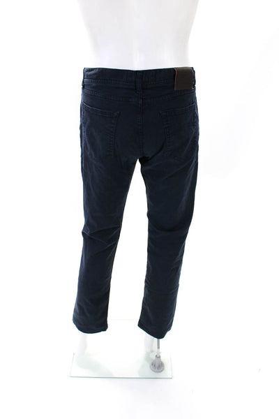 David Cenci Mens Cotton Flat Front Buttoned Zipped Skinny Pants Blue Size EUR36