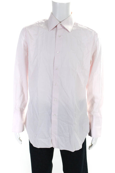 Brioni Mens Collared Buttoned Cuff Long Sleeve Dress Shirt Pink Size EUR41