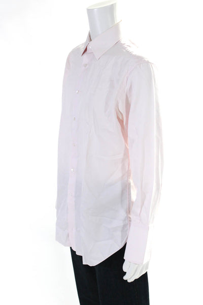 Brioni Mens Collared Buttoned Cuff Long Sleeve Dress Shirt Pink Size EUR41