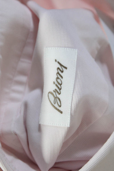 Brioni Mens Collared Buttoned Cuff Long Sleeve Dress Shirt Pink Size EUR41