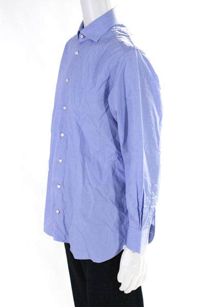 Napoli Mens Cotton Buttoned Long Sleeve Collared Dress Shirt Blue Size EUR42