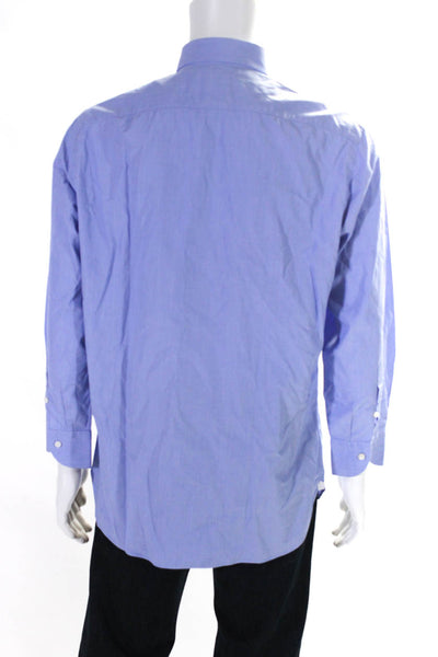 Napoli Mens Cotton Buttoned Long Sleeve Collared Dress Shirt Blue Size EUR42